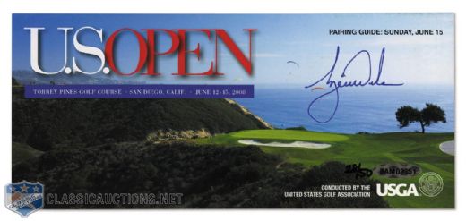 Tiger Woods Signed 2008 U.S. Open Sunday Pairing Guide with UDA COA