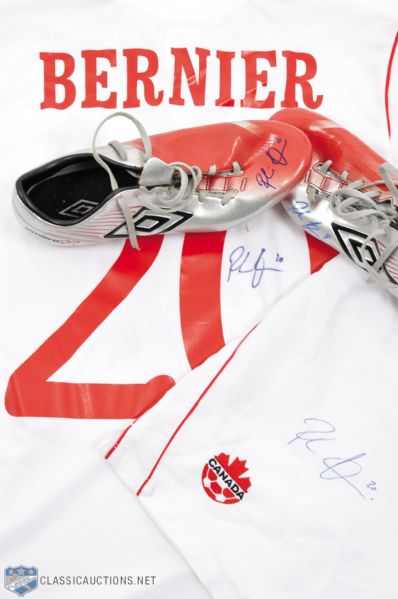 Patrice Berniers 2014 FIFA Qualifiers Signed Team Canada Game-Worn Jersey and Shorts Plus Signed Impact Game-Used Shoes