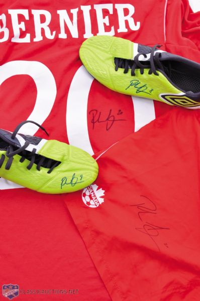 Patrice Berniers 2014 FIFA Qualifiers Signed Team Canada Game-Worn Jersey and Shorts Plus Signed Impact Game-Used Shoes