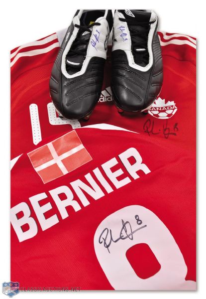 Patrice Berniers 2010 FIFA Qualifiers Signed Team Canada Game-Worn Jersey, FC Nordsjaelland Signed Game-Worn Jersey and Signed Shoes