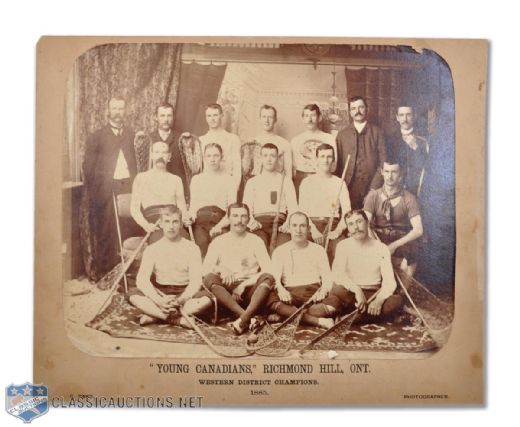 1885 "Young Canadians" Western District Champions Lacrosse Team Photo