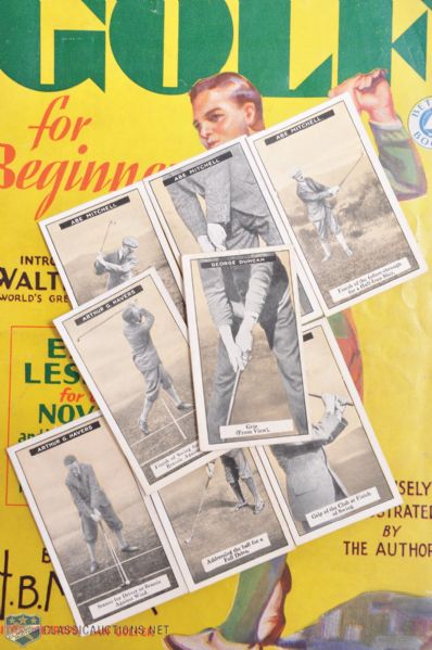 1925 Imperial Tobacco "How To Play Golf" Card Lot of 8 with 1930 Golf Pulp Magazine