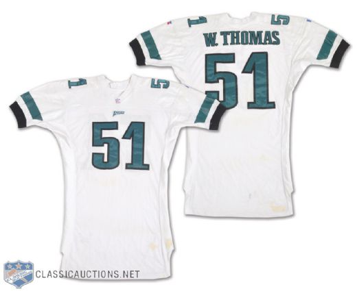 William Thomas 1996 Philadelphia Eagles Game-Worn Jersey - Team Repairs!