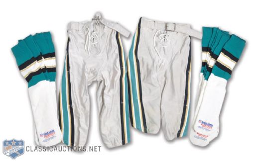 CFL Sacramento Gold Miners 1993-95 Game-Worn Pants (2) and Game-Issued Socks (5 Pairs)