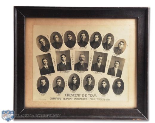 Crescent Baseball Team 1910 Framed Mounted Cabinet Photo (19" x 23")