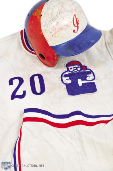 Quebec Carnavals Early-1970s Uniform Plus 1980s Indianapolis Indians Batting Helmet (Both Expos Farm Team)
