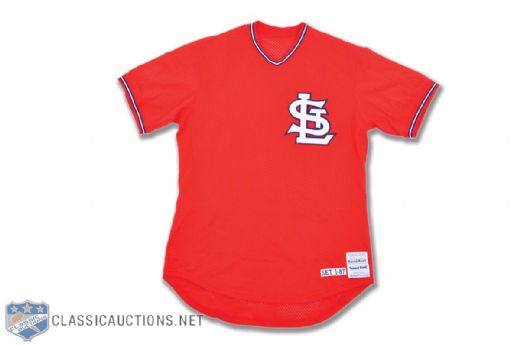 Tom Lawless 1987 St. Louis Cardinals Batting/Pre-Season Game-Worn Jersey