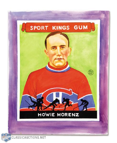 Howie Morenz 1933-34 Goudey Sport Kings Hockey Card Painting (18" x 22")