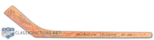 Chuck Rayners 1937-38 Saskatoon Quakers Team-Signed Mini Stick