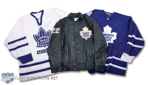 Rick Vaives 1980s Toronto Maple Leafs Leather Jacket and Maple Leafs Signed Jerseys (2)
