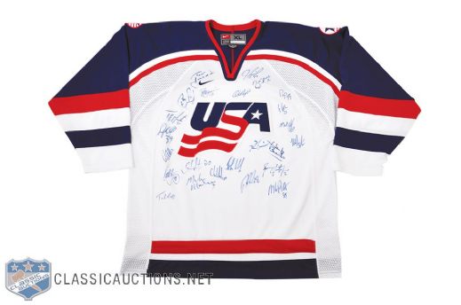 Brett Hulls 2002 Winter Olympics Team USA Team-Signed Jersey by 24 
