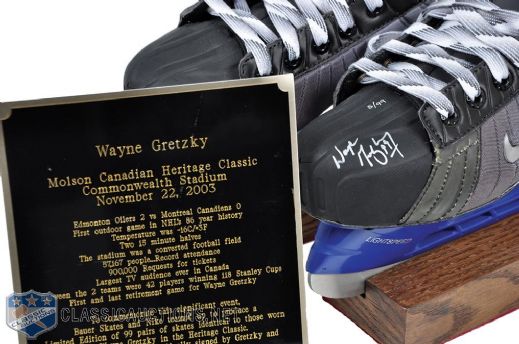 Brett Hulls Wayne Gretzky 2003 Heritage Classic Game Signed Limited-Edition Nike V12 Skates from WGA 