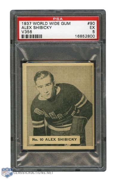 1937-38 World Wide Gum V356 Hockey Card #90 Alex Shibicky - Graded PSA 5