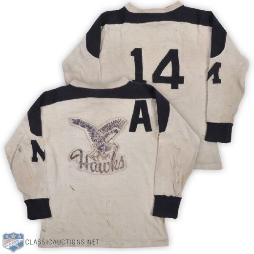 Moncton Hawks MSHL Late-1940s Game-Worn Jersey from the Mosienko Family with LOA 
