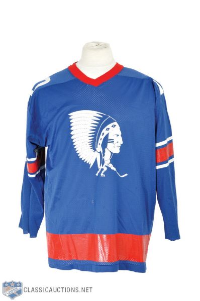 AHL Springfield Indians 1974-75 Game-Worn #10 Jersey - Team Repairs! - Short-Lived Style!