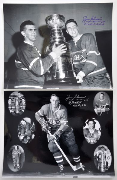 Maurice Richard, Gordie Howe, Jean Beliveau and Bobby Hull Autograph Collection of 8 