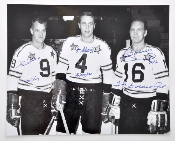 Gordie Howe, Jean Beliveau, Bobby Hull and Stan Mikita Signed and Multi-Signed Items Collection of 5
