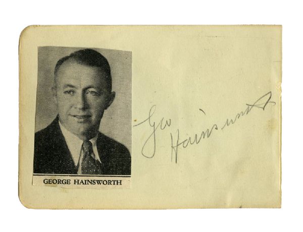 Deceased HOFer George Hainsworth Signed Booklet Page with LOA