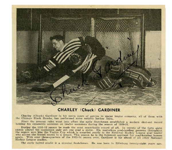 Deceased HOFer Charlie "Chuck" Gardiner Signed 1933-34 Chicago Stadium Program with LOA