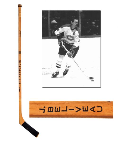 Jean Beliveaus Late-1960s Montreal Canadiens Victoriaville Game-Used Stick