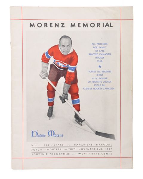 1937 Howie Morenz Memorial Game Program (9" x 12") 