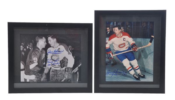 Collection of 6 Signed and Multi-Signed Framed Photos with Howe, Rocket Richard, Beliveau and Others 