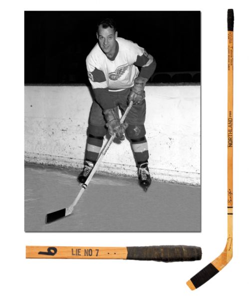 Gordie Howes 1963-64 Detroit Red Wings Game-Used Northland Team-Signed Stick by 19