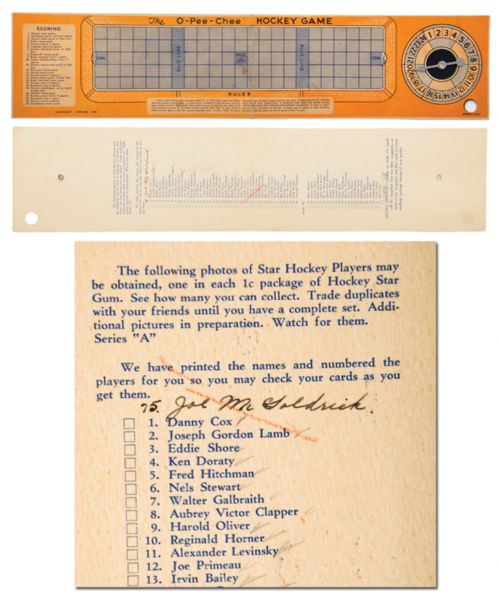 Rare 1933-34 O-Pee-Chee Mail-In Hockey Board Game