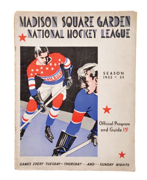 1932-33 New York Americans vs New York Rangers Program 