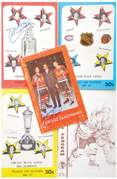 Chicago Black Hawks Late-1960s Publications (5) with Autographs and Playoffs Programs 