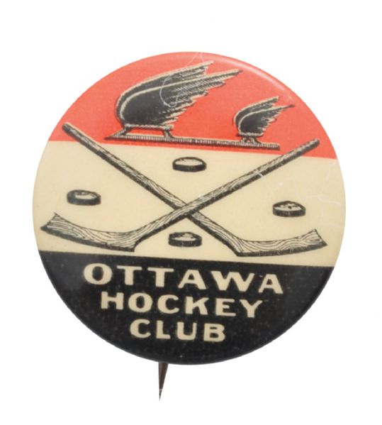 Scarce 1900s Ottawa Senators Hockey Pin-Back Button