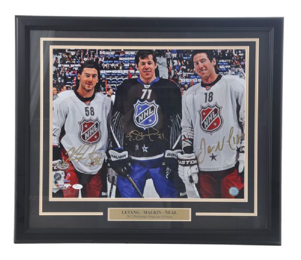 Pittsburgh Penguins 2012 All-Stars Malkin, Letang and Neal Signed Framed Photo <br>(22 1/2" x 26 1/4")