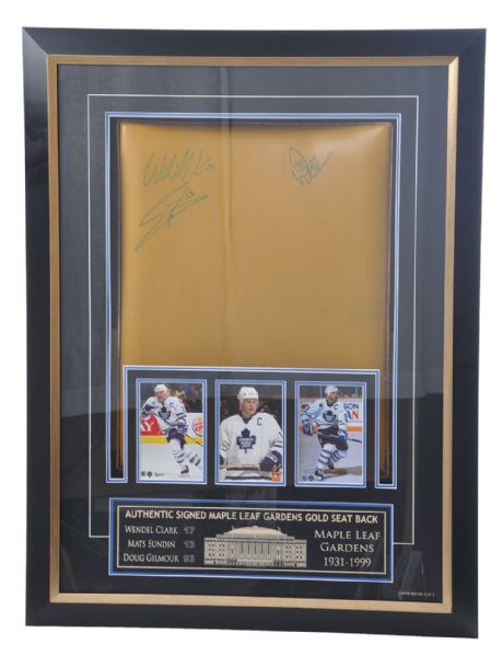 Clark, Sundin and Gilmour Signed Maple Leaf Gardens Gold Back Seat Limited-Edition Framed Display (26" x 34 1/2") 