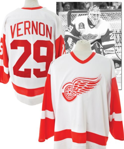 Mike Vernons 1996-97 Detroit Red Wings Game-Worn Jersey with Team LOA