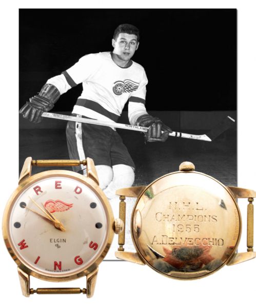 Alex Delvecchios 1954-55 Detroit Red Wings NHL Champions Elgin Watch