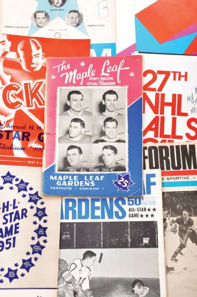 NHL All-Star Game Program Collection of 13 Featuring 1947, 1950 and 1951 Games 