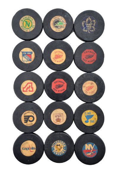 Dr. John Finleys 1966-77 Converse Official NHL Game Puck Collection of 15