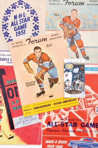 NHL All-Star Game 1951-60 Program Collection of 5 