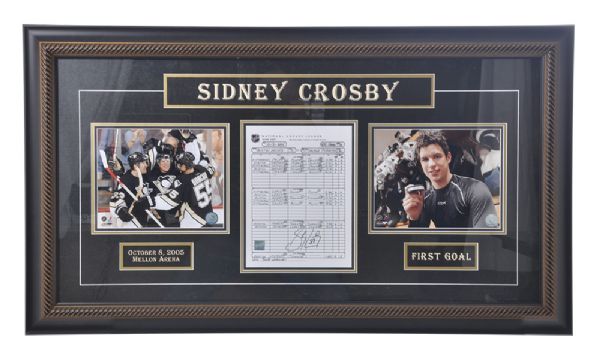 Sidney Crosby Pittsburgh Penguins NHL First Goal Framed Signed Display with COA <br>(23 1/2" x 41 1/2") 