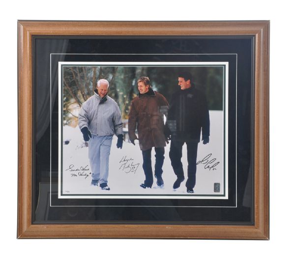 Gordie Howe, Wayne Gretzky and Mario Lemieux Signed "Pond of Dreams" <br>Limited-Edition Framed Photo #2/299 with WGA COA (26 1/2" x 30 1/2") 