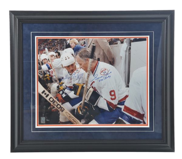 Wayne Gretzky and Gordie Howe Signed Limited-Edition 1979 WHA All-Star Game Framed Photo #1/299 (25 1/2" x 29 1/2") 
