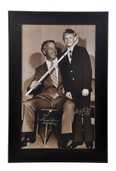 Wayne Gretzky and Gordie Howe Signed "The Hook" Limited-Edition Framed Canvas #7/99 with WGA COA (24" x 36")