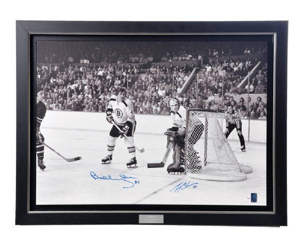 Bobby Orr and Gerry Cheevers Signed Limited-Edition Framed Canvas #1/100 with WGA COA (25" x 33")