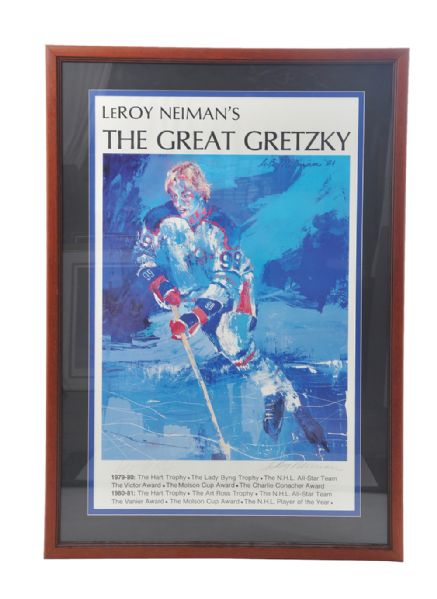 LeRoy Neimans 1981 "The Great Gretzky" Framed Poster Signed by Neiman and Gretzky (30" x 42") 