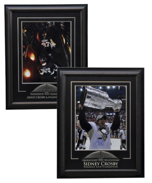 Sidney Crosby Signed Framed Photo and Sidney Crosby/Evgeni Malkin Dual-Signed Framed Photo with COAs 