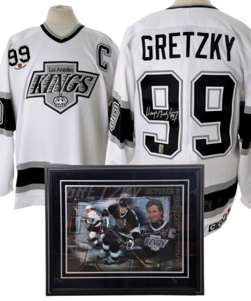Wayne Gretzky Los Angeles Kings "Jersey Retirement Night" Signed WGA Jersey with Patch and Signed Framed Limited-Edition WGA Photo (28 1/2" x 34") 