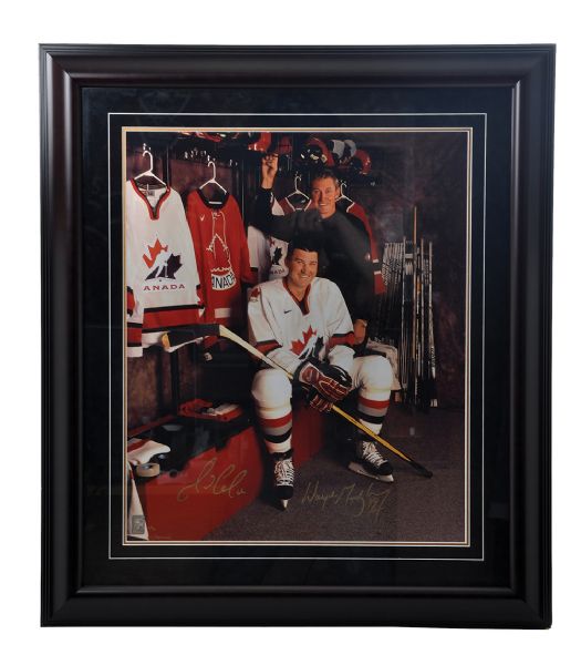 Wayne Gretzky and Mario Lemieux Dual-Signed Team Canada Limited-Edition Framed Photo with WGA COA #2/99 (29 1/2" x 33 1/2") 