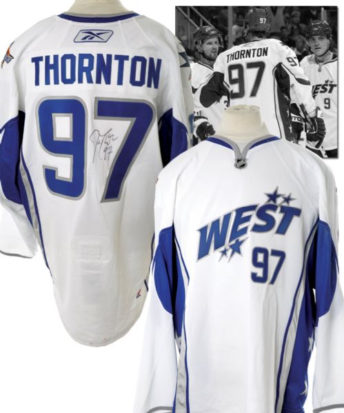 Joe Thorntons 2008 NHL All-Star Game Signed Western Conference Game-Worn Jersey with LOA