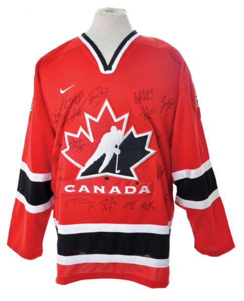 Lanny McDonalds 2004 World Cup of Hockey Team Canada Team-Signed Jersey with Gretzky and Lemieux 