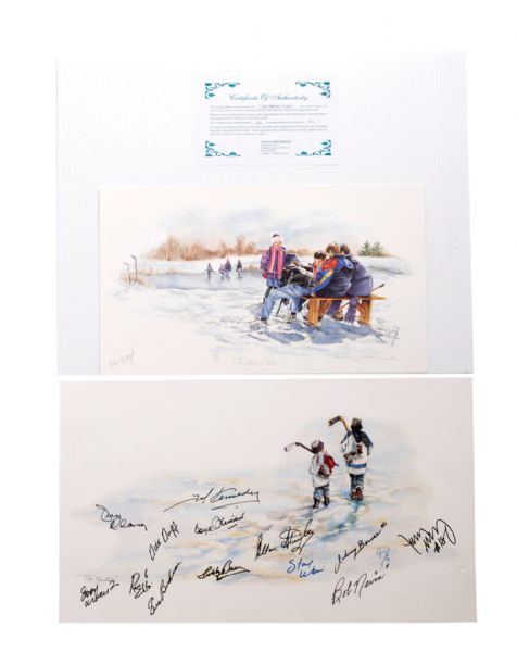 "The Mentor" Maple Leafs Multi-Signed Lithograph and "The Game Plan" Bucyk Signed Lithograph 